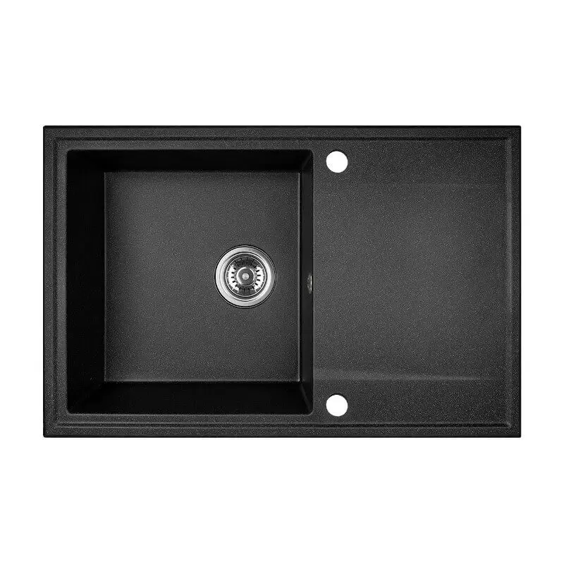 Aquadesign Cesena гранитна мивка за монтаж над нивото на плота с обратим отцедник, цвят черен