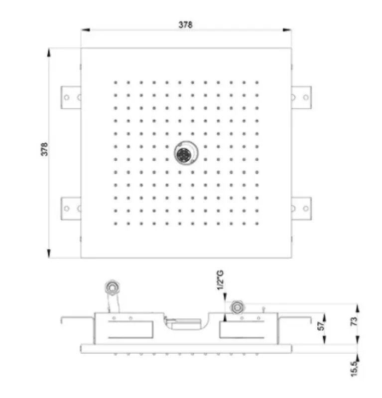 SB Душ с дъждовен ефект със завъртане на струята 38cm квадратен PVD Мед 1208955630