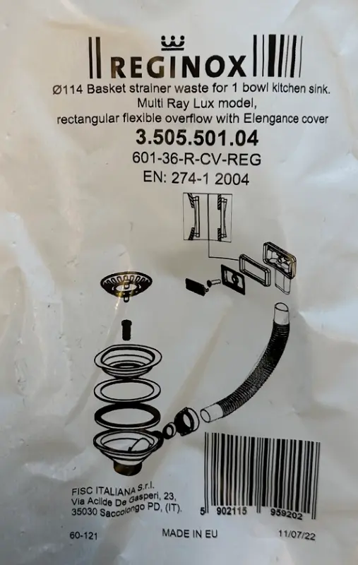 Reginox Комплект за отвод неръждаема стомана за модели Amsterdam и Texel 1208955830