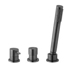 Водна революция Flow 3-дупков миксер за вана за монтаж на ръба на ваната PVD Gun Metal T138GME