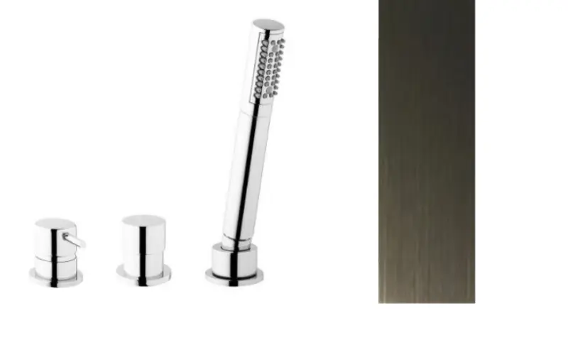 Водна революция Flow 3-дупков миксер за вана за монтаж на ръба на ваната PVD Gun Metal T138GME