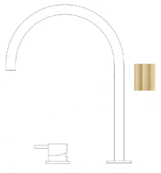 Waterrevolution Flow 2-дупков смесител за мивка с висок U 200mm излив Light Gold T1122UWGE