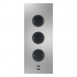 Indux 3ST29 Енергийна колона с 3 контакта и 2 USB връзки, инокс