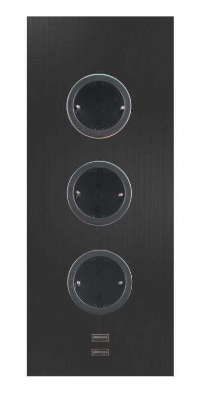 Indux Corner Енергиен стълб с 3 контакта, заземен и двойно USB-A&amp;C зарядно устройство, черен 1208955899