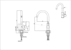 Quadri York кухненски смесител PVD от четкана мед с въртящ се чучур 1208955906