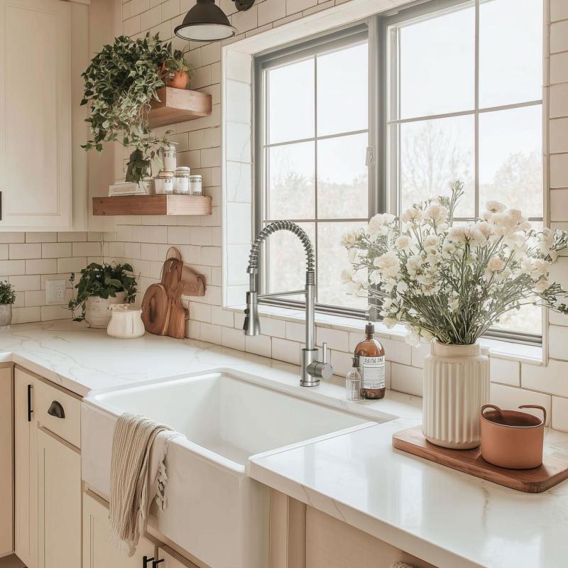 Кухненски смесител Quadri Derby с гъвкав изход и душ с 2 вида струи, хром 1208955915