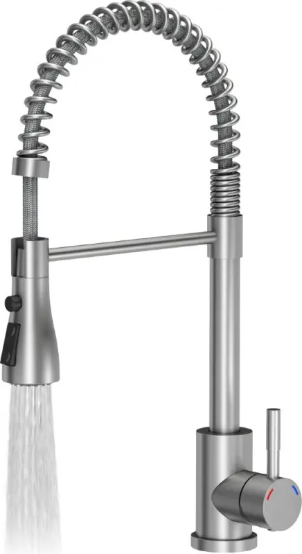 Quadri Derby Кухненски смесител с гъвкав чучур и душ с 2 вида струи, неръждаема стомана 1208955916