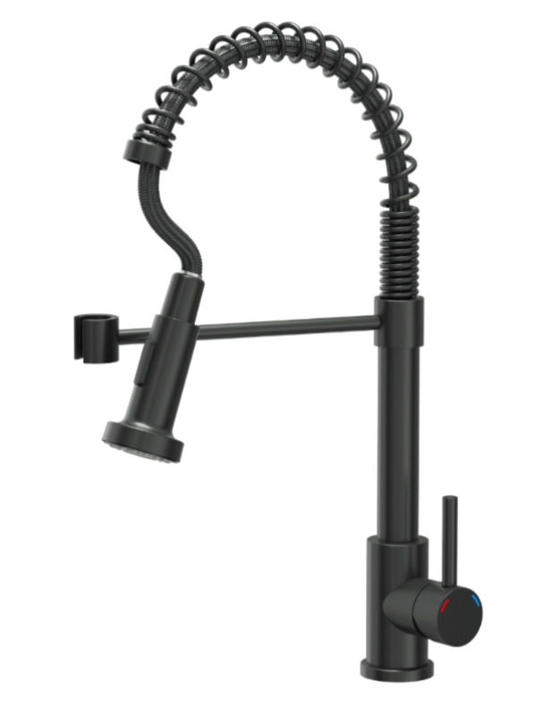 Quadri Derby кухненски смесител с гъвкав чучур и душ с 2 вида струя, матово черно 1208955917