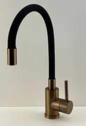 Quadri Bristol Кухненски месител с гъвкав черен чучур, PVD мед 1208955984