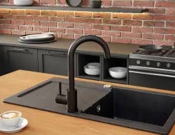 Quadri Coventry Кухненски смесител матово черно с въртящ се чучур 1208956030