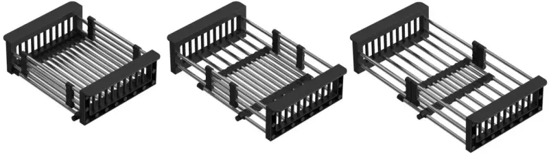 Quadri Universal  разтеглива кошница за остатъци неръждаема стомана с черно, 22,5 см широка 1208956037