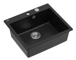 Quadri Sheffield черно гранитно вградено мивка 57x50cm с отвор за монтаж на чешма 1208956075