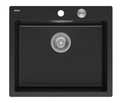 Quadri Sheffield черно гранитно вградено мивка 57x50cm с отвор за монтаж на чешма 1208956075