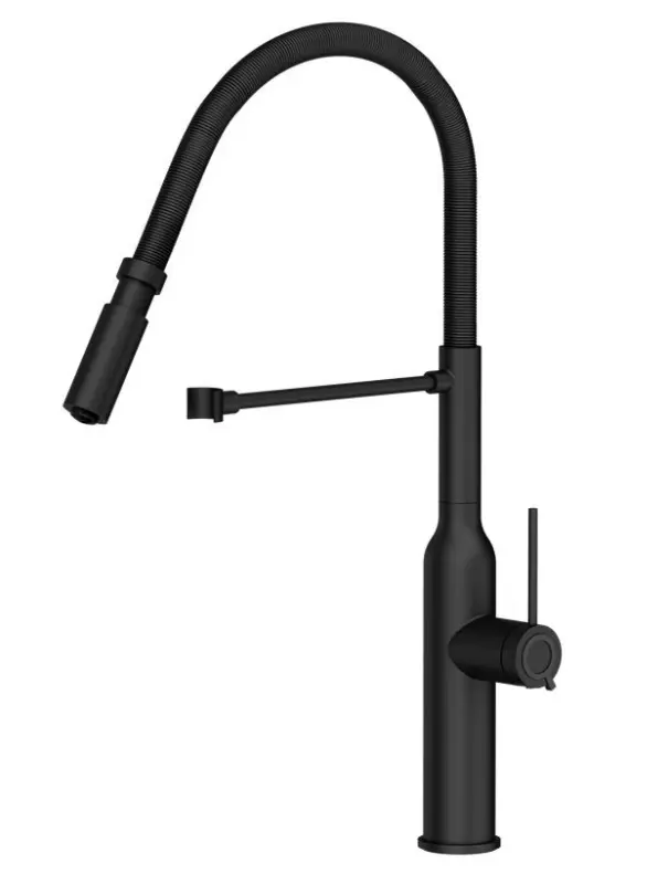 Quadri Stamford Висок смесител за кухня с гъвкав чучур, матово черен 1208956079