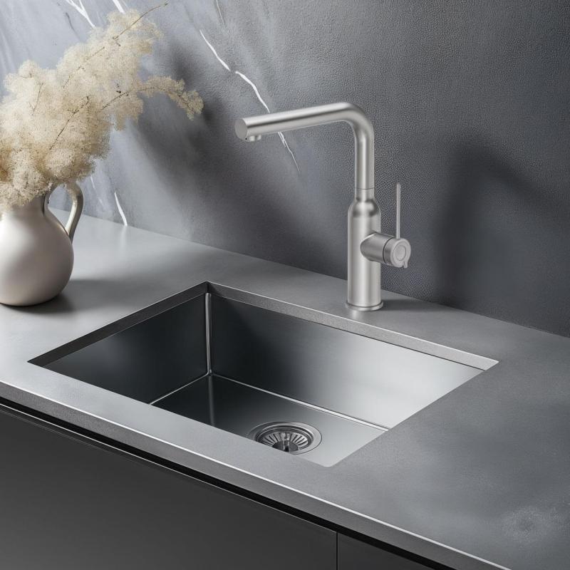 Quadri Stamford Кухненски смесител с изваждащ се чучур, неръждаема стомана 1208956081