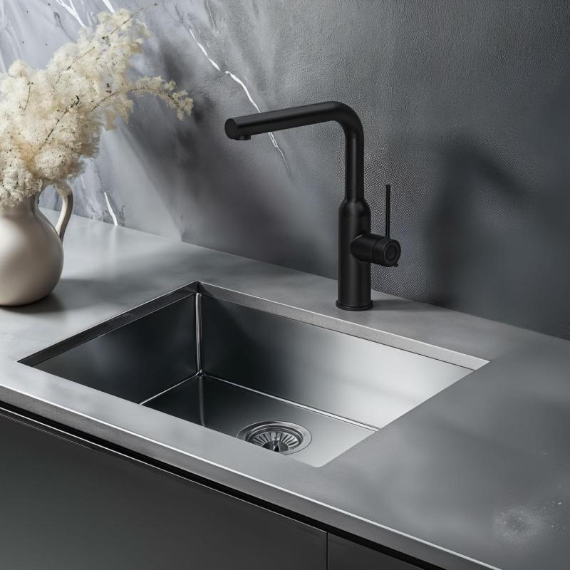 Quadri Stamford Кухненски смесител с издърпващ се чучур, матово черен 1208956082