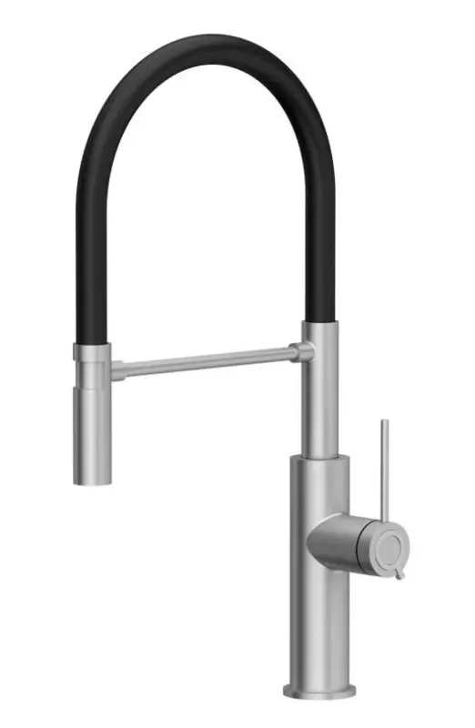 Quadri Retford Кухненски месител от неръждаема стомана с гъвкав черен чучур 1208956089