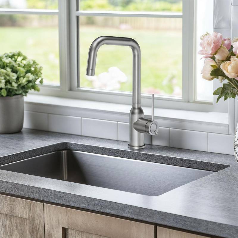 Quadri Stamford Кухненски миксер от неръждаема стомана с въртящ се чучур 1208956097