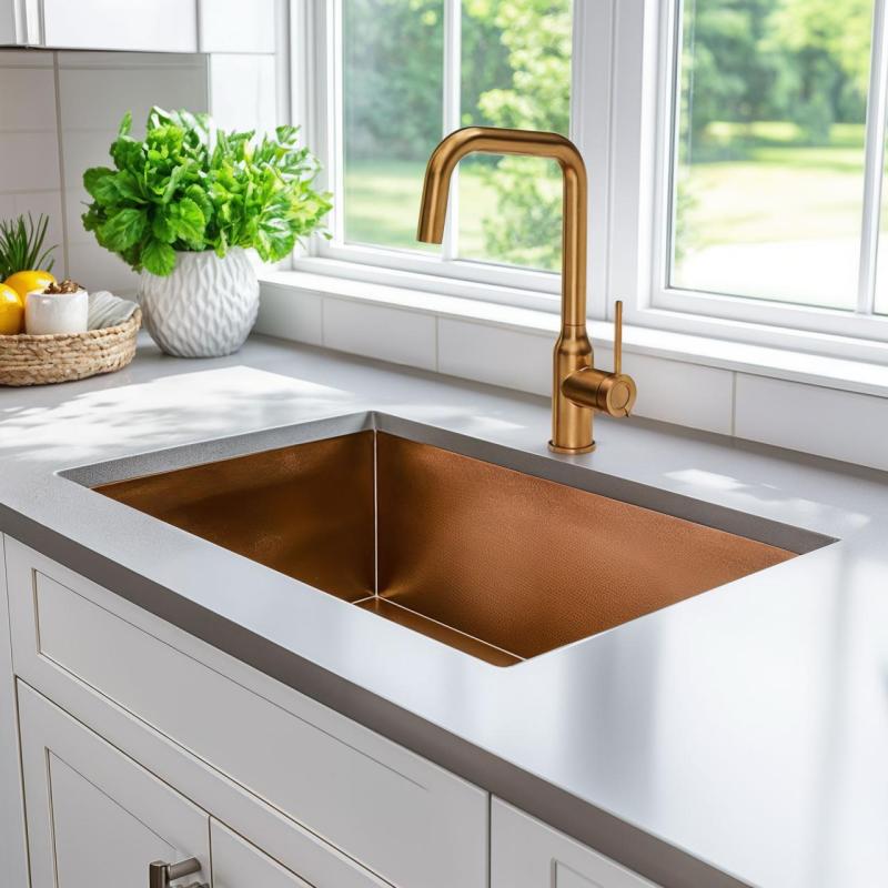 Quadri Stamford Кухненски смесител с pvd медно покритие и въртящ се чучур 1208956099