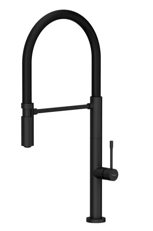 Quadri Brighton Кухненски смесител матово черно с гъвкав чучур в черно 1208956103