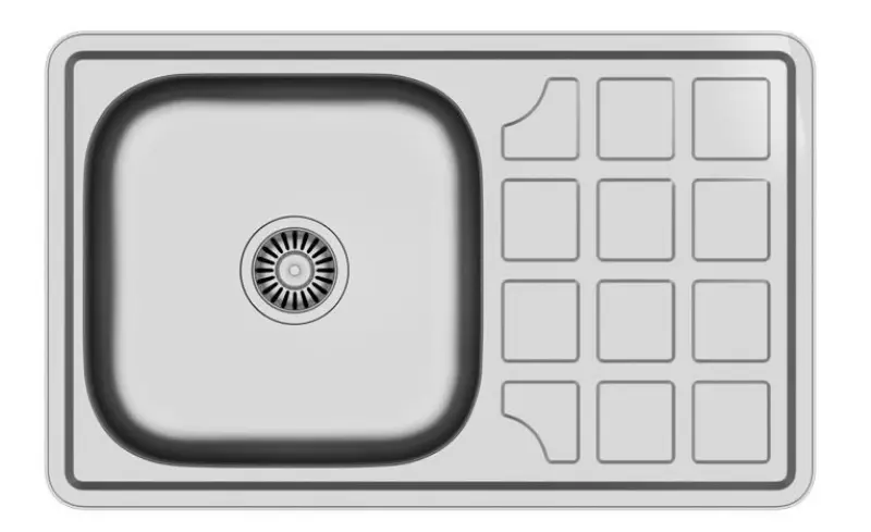 Аквадизайн Бейсик мивка от неръждаема стомана с отцедник, реверсивна, 78x48 см, монтаж 1208956286