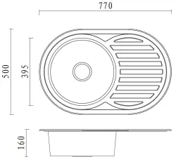 Aquadesign Basic мивка от неръждаема стомана с обръщаем отцедник 77x50 см за монтаж над нивото на плота 1208956287
