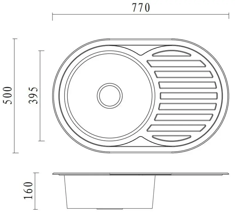 Aquadesign Basic мивка от неръждаема стомана с обръщаем отцедник 77x50 см за монтаж над нивото на плота 1208956287