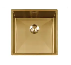 Lorreine 42WT-GOLD мивка от неръждаема стомана, златиста 42x42 см за вграждане в керамичен плот или от естествен камък