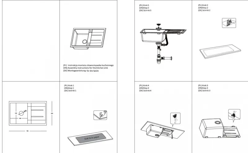 Quadri Sheffield черна гранитна мивка за вграждане на нивото на плота с отцедник 78x50 см и черна цедка