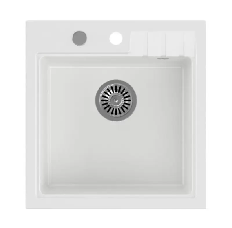 Quadri Cardigan бяла гранитна мивка за монтаж на нивото на плота 50x52 см с отвор за смесител 1208956306