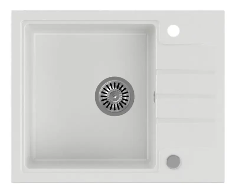 Quadri Cardigan бяла гранитна мивка за монтаж над нивото на плота с отцедник 62x50 см 1208956308