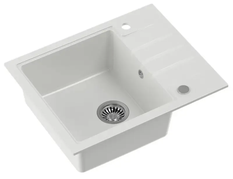 Quadri Cardigan бяла гранитна мивка за монтаж над нивото на плота с отцедник 62x50 см 1208956308