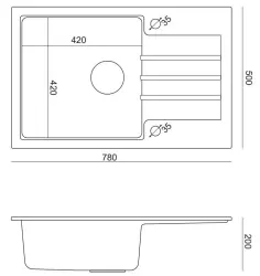 Quadri Cardigan бяла гранитна мивка за монтаж над нивото на плота с отцедник 78x50 см 1208956310