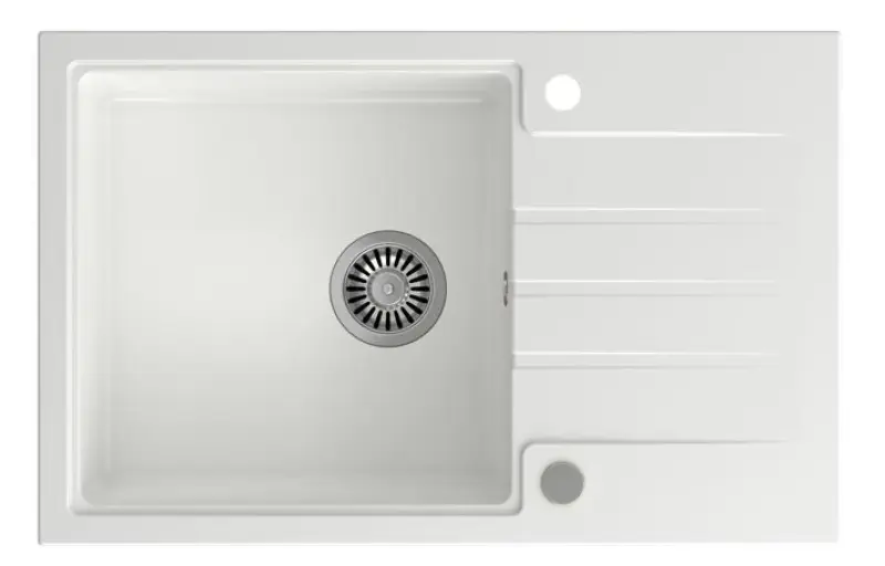 Quadri Cardigan бяла гранитна мивка за монтаж над нивото на плота с отцедник 78x50 см 1208956310