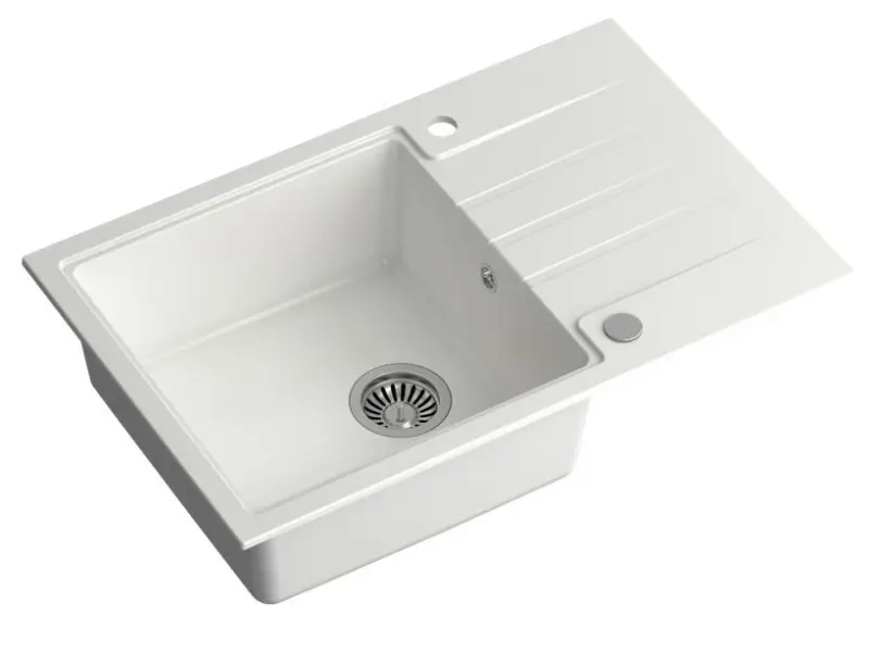 Quadri Cardigan бяла гранитна мивка за монтаж над нивото на плота с отцедник 78x50 см 1208956310