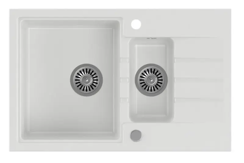 Quadri Cardigan бяла 1,5 гранитна мивка за монтаж над нивото на плота с обръщаем отцедник 78x50 см 1208956312