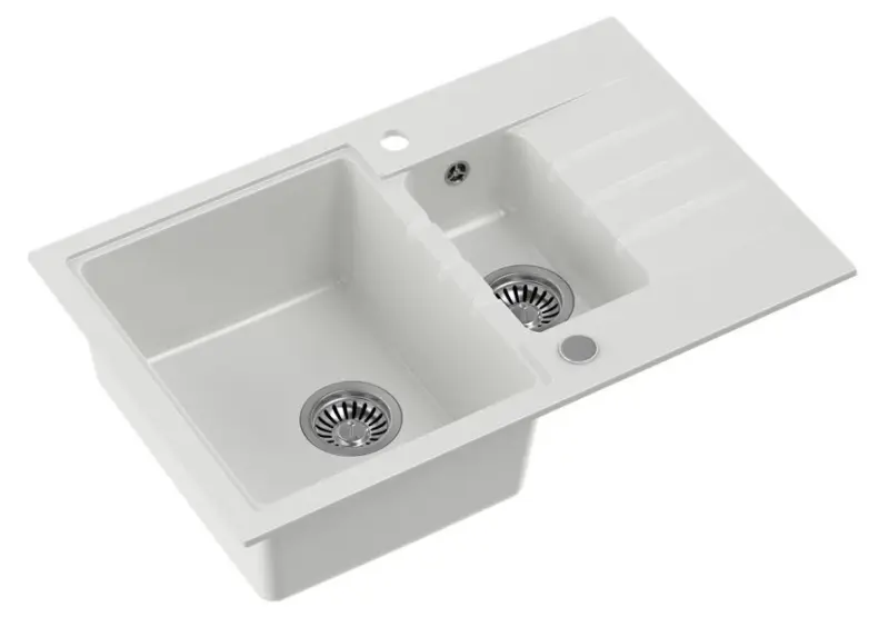 Quadri Cardigan бяла 1,5 гранитна мивка за монтаж над нивото на плота с обръщаем отцедник 78x50 см 1208956312