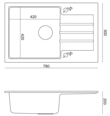 Quadri Cardigan черна гранитна мивка за монтаж над нивото на плота с обръщаем отцедник 78x50 см с черна цедка 1208956314