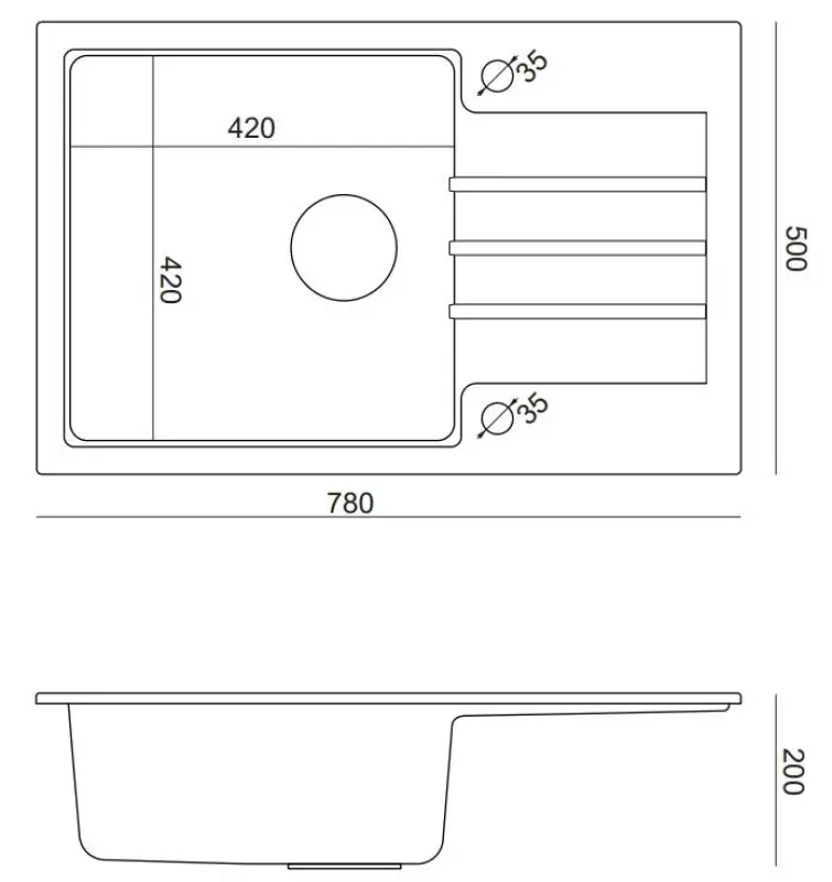 Quadri Cardigan черна гранитна мивка за монтаж над нивото на плота с обръщаем отцедник 78x50 см с черна цедка 1208956314