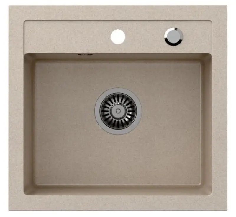 Quadri London гранитна мивка в пясъчно бежов цвят 50x47 см с отвор за смесител за монтаж над нивото на плота1208956321
