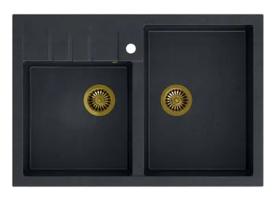 Четири Министер Двойна Мивка антрацит модел в селски стил 90x62cm със златни тапи 1208956323