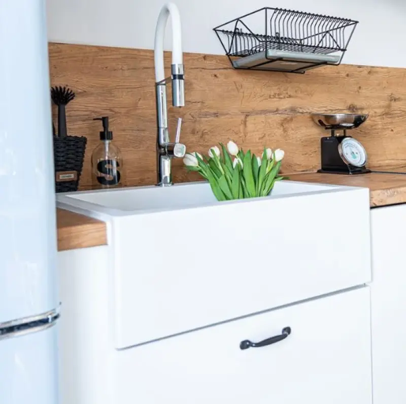 Aquadesign Farmhouse Гранитна мивка за междинен или повърхностен монтаж бяла 58x49 см 1208956331