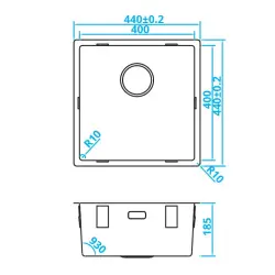 CARESSI Basic Line мивка от неръждаема стомана 40x40 с модернизирана вградена цедка 1208956348