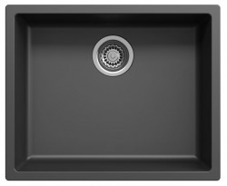 Синтетична мивка Black 50x40 см за монтаж под, над и на нивото на плота с цедка от неръждаема стомана 1208956395