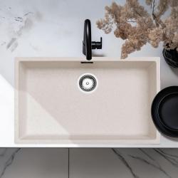 Синтетична мивка Sand cream 70x40 см за монтаж под, над и на нивото на плота с цедка от неръждаема стомана 1208956404