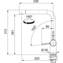 Franke Active L Кухненски смесител в матово черно с въртящ се чучур 115.0653.371