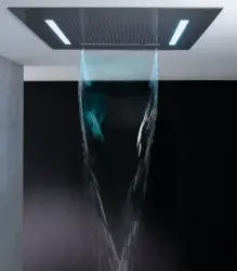 SB Square 316 вграден душ за дъжд Velvet Temptation с LED хромотерапия и водопад, четкан PVD пистолет метал 1208956746