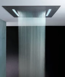 SB Square 316 вграден душ за дъжд Velvet Temptation с LED хромотерапия и водопад, четкан PVD пистолет метал 1208956746