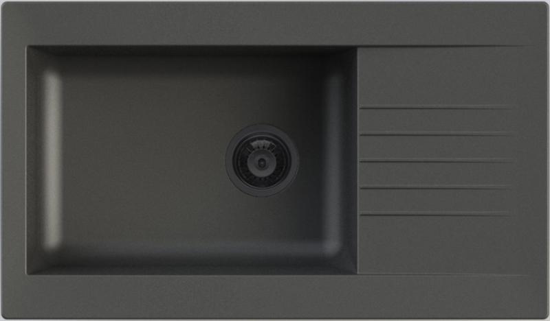 Ausmann Fibre голяма черна синтетична мивка с обръщаем отцедник 86x50 см с черна цедка 1208956781