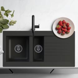 Ausmann Fibre 1.5 черна синтетична мивка с обръщаем отцедник 100x50 см 1208956783